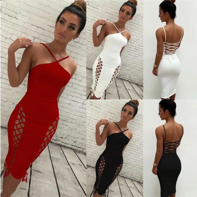2019 летние модные женские туфли сладкий Blackless Bodycon женское платье миди однотонные