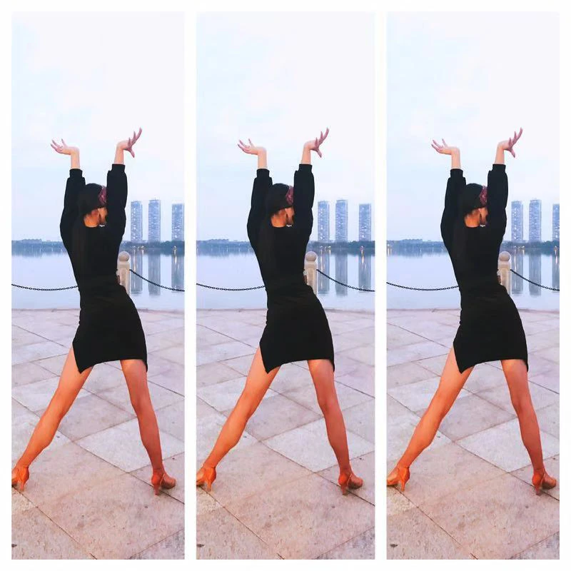Fashion Women Latin Dance Dress Female Adult Velvet Lantern Long-Sleeved Sexy Ballroom Cha Practice Dresses Costume DL3207 | Тематическая