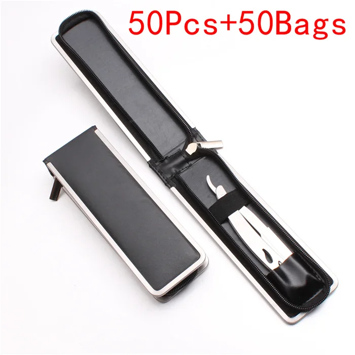 C6102 Yin 50Y2 50 шт. 14x2 см индивидуальный логотип Мужская прямая Опасная бритва стальная бритва складной нож для бритья инструмент для удаления волос лезвие C6102 - Цвет: C6102 Yin 50Y2
