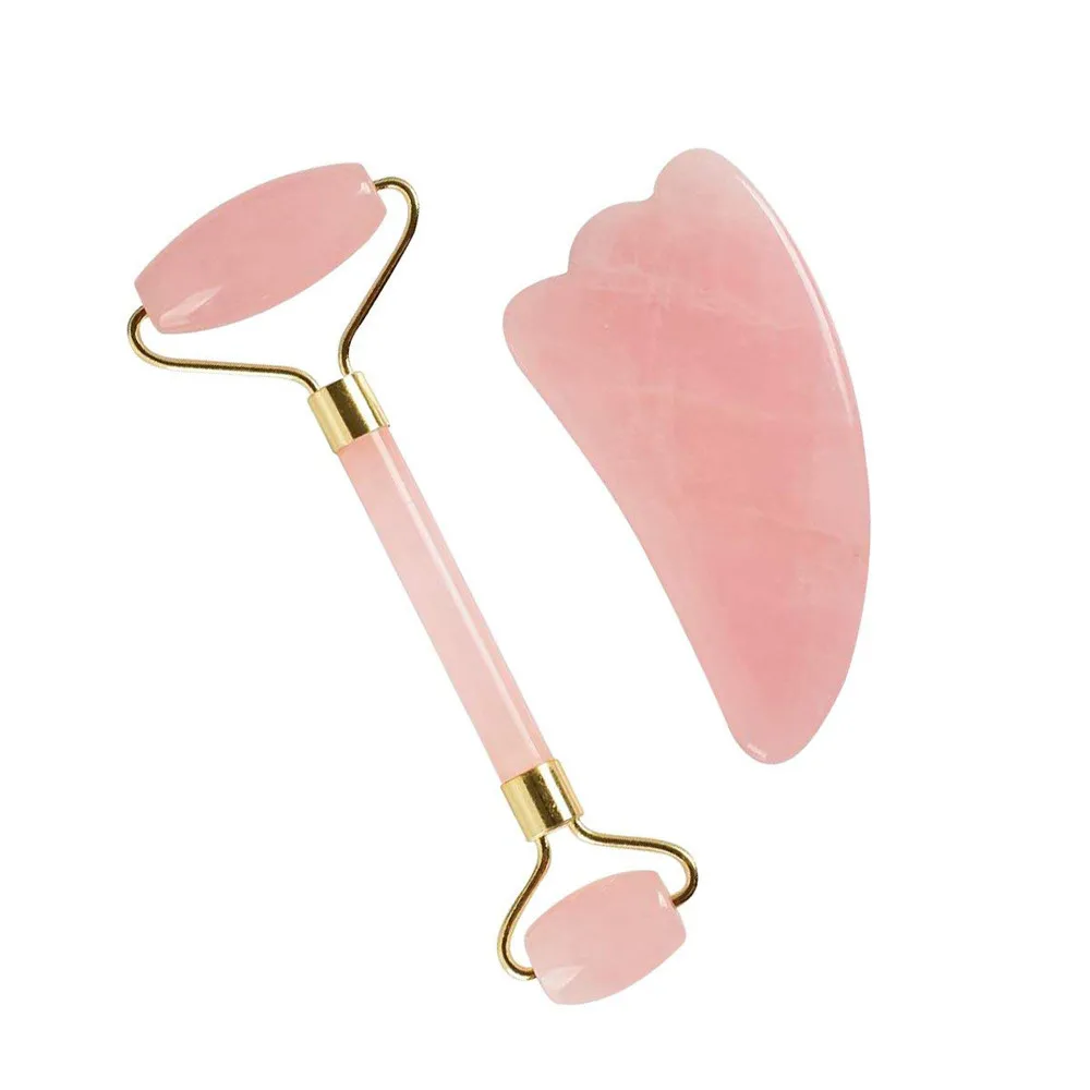 2 шт. Королевский нефритовый ролик с двойной головкой для массажа лица похудения