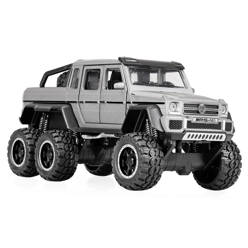 Серебристый 1:32 Jeep G63 внедорожных сплава автомобиля литая модель игрушечного автомобиля Модель автомобиля со светом и звуком игрушки для детей - Цвет: Серебристый
