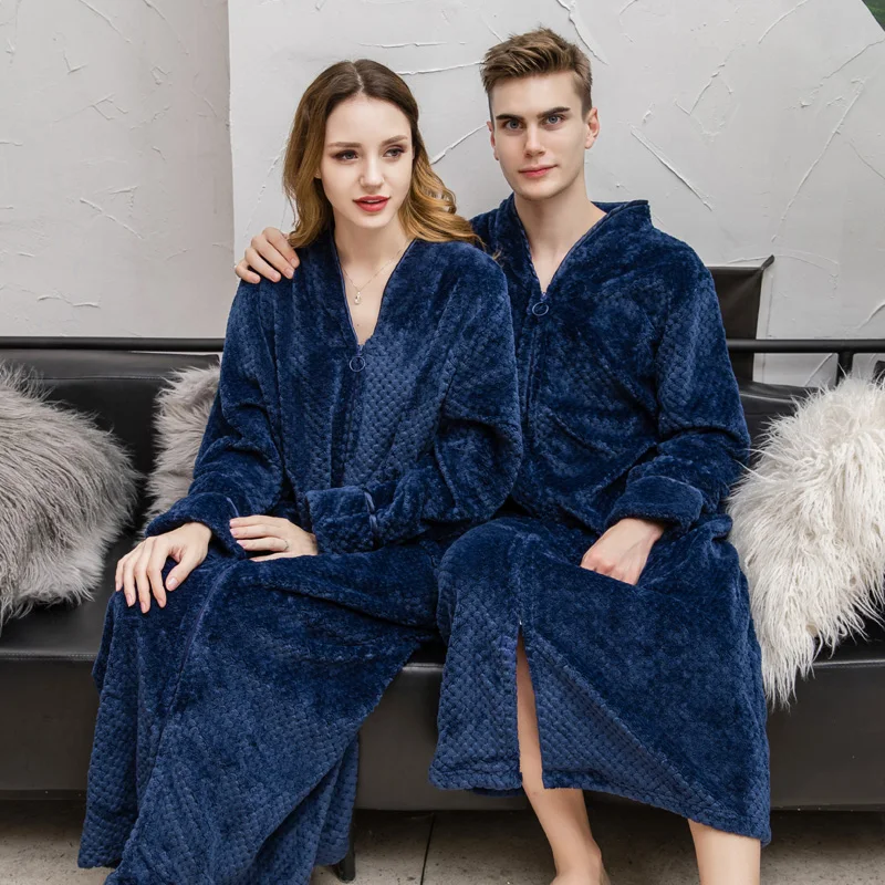 Женский теплый халат ZDFURS зимний фланелевый банный большого размера для