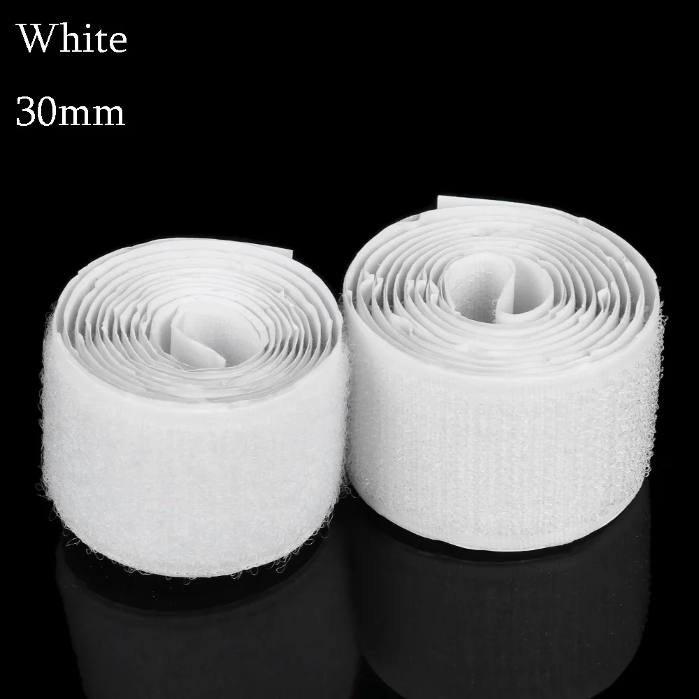 30MM-white 1 метр Прочный Крюк и петля крепежная лента Волшебная нейлоновая наклейка клейкий ремешок петли диски липучка кабельные стяжки гаджет - Цвет: 30MM-white