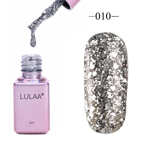 010 LULAA профессиональный алмазный Блеск УФ-Гель-лак для ногтей 6 мл впитывающий блестящий гель долговечный Блестящий лак для ногтей инструмент для маникюра - Цвет: 010