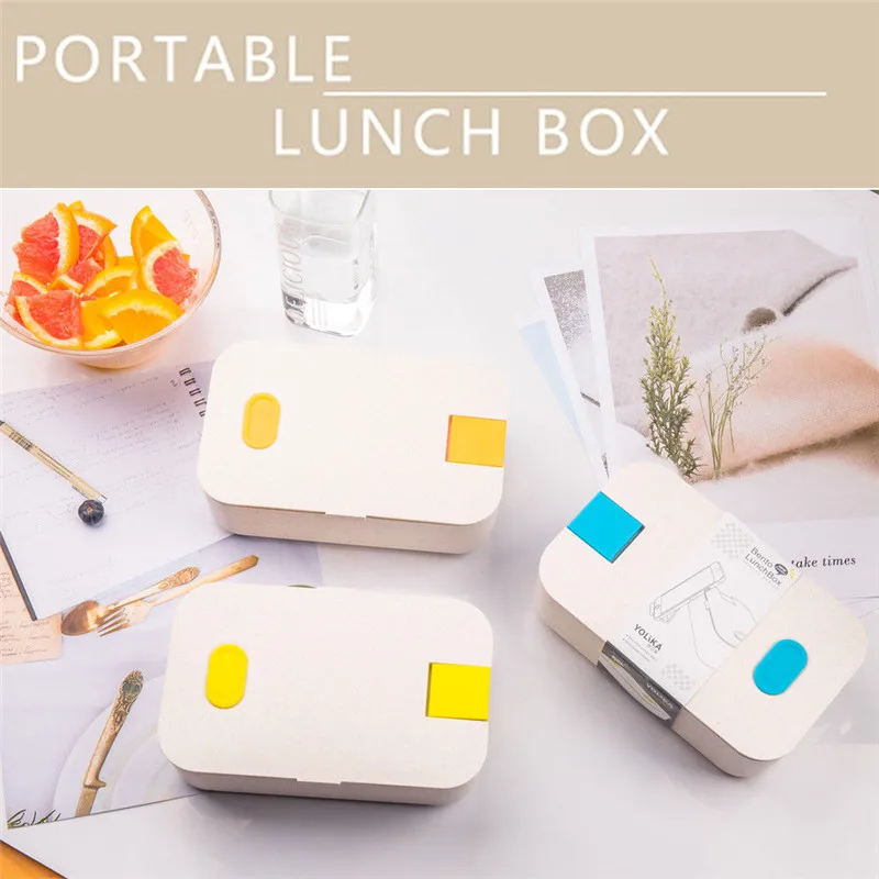 Wheat Straw Heathy Lunch Box Large Portable Compartmentalized Bento | Дом и сад