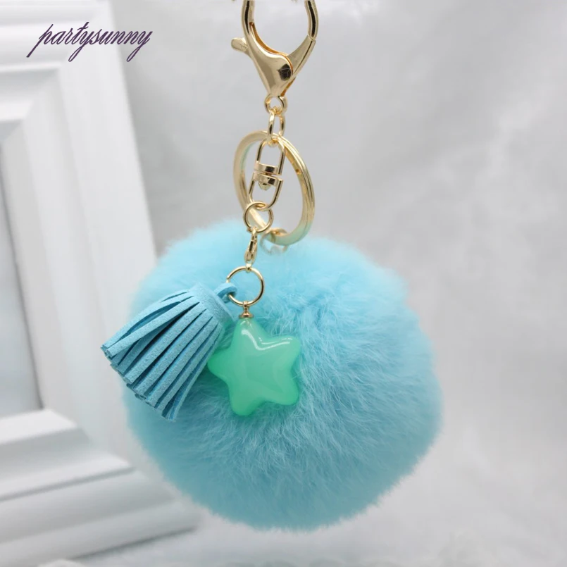 Кистями Подвески Брелки Звезда Брелок Очарование Chaveiro Помпоном Мяч Высокое