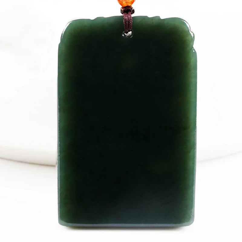 Натуральный темно-зеленый нефритовый кулон из нефрита резной китайский дракон