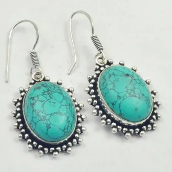 

Бирюзовый цвет, серебряное покрытие на медные серьги, 47 мм, E3391