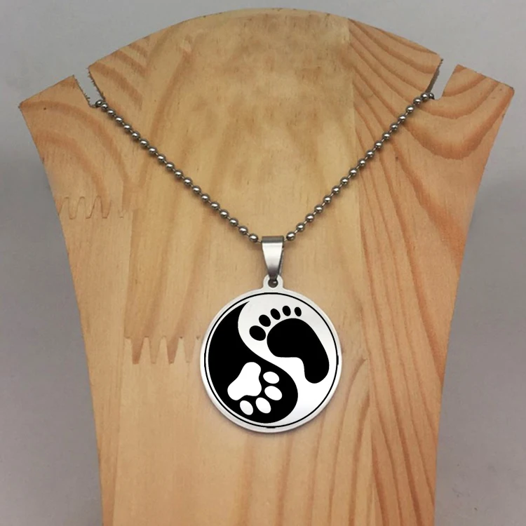 Ожерелье с подвеской Tai Ji Print Yin Yang длинная цепь бусами ожерелье диском для мужчин