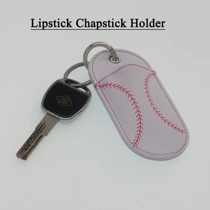 Бейсбол или софтбол кожаный брелок Chapstick Flashdrive держатель Спорт