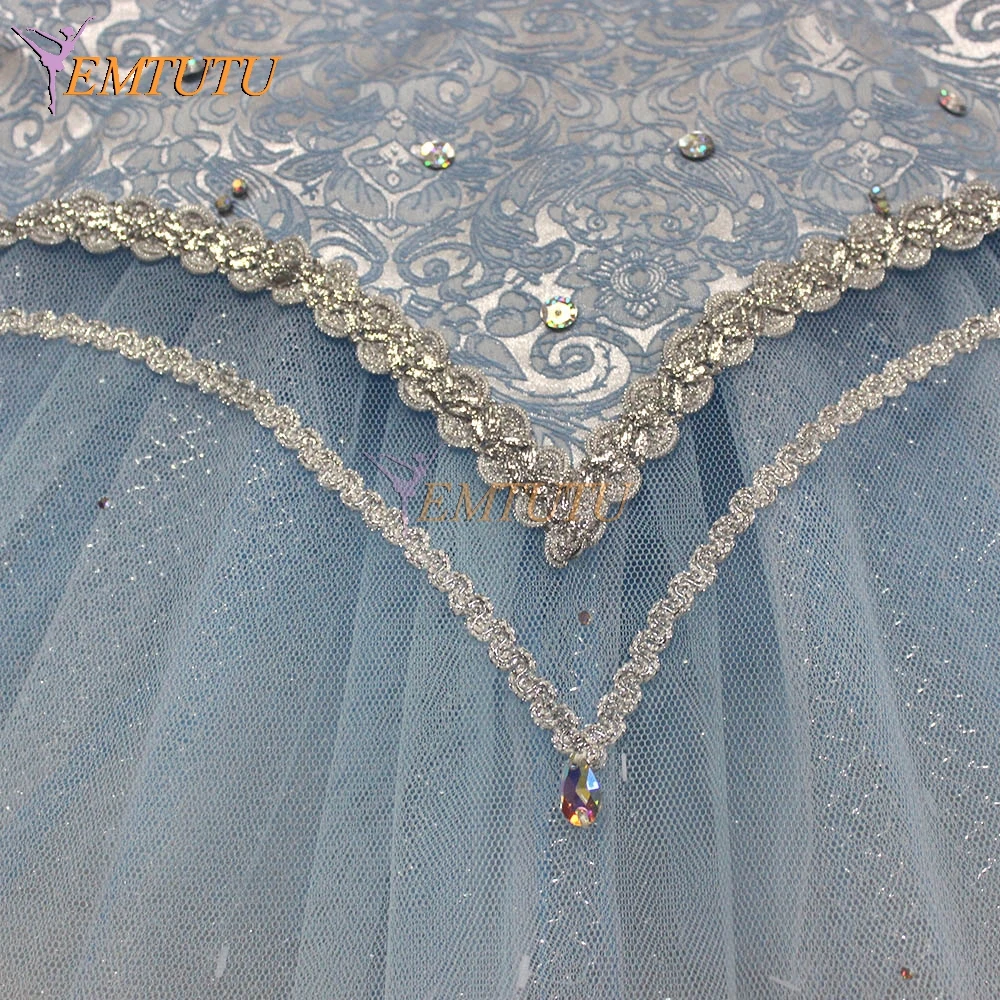 Профессиональные балетные пачки синие серебряные классические костюм лебедя