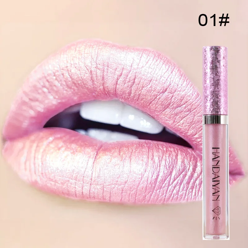 

HANDAIYAN Diamond LipGloss 6Colors Makeup Shine Metallic Glitter Liquid Lipstick Charming LongLasting Tattoo gloss Lipstick