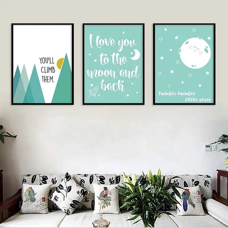 Love You To The Moon и Back Quotes настенный плакат скандинавский холст печать картина маслом