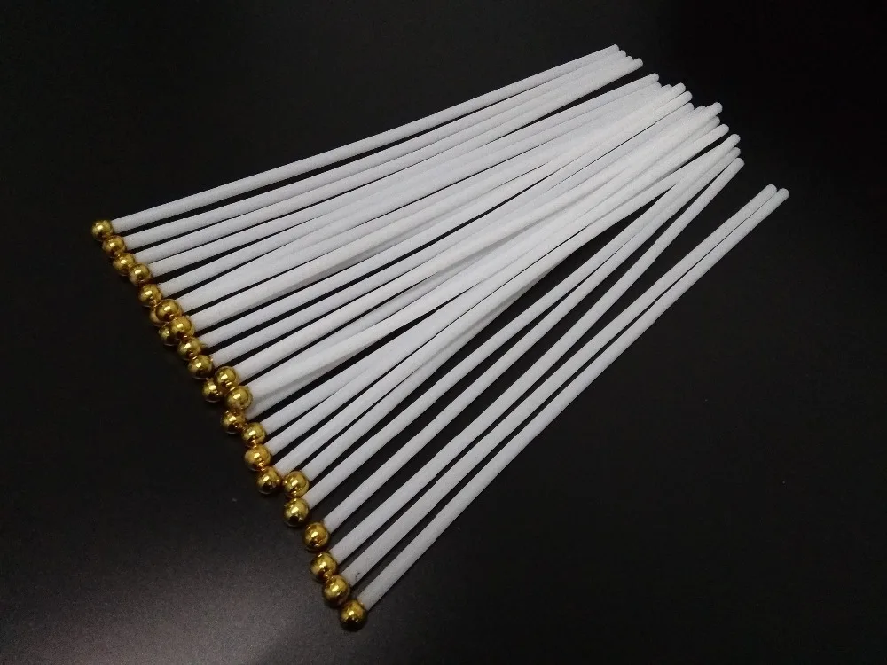 Белые пластиковые палочки с золотым наконечником 30 см 100 шт. в партии|plastic flag poles|flag
