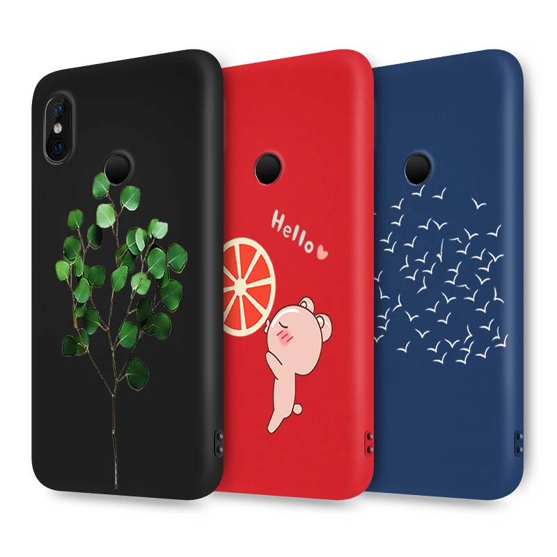 Color Matte Soft Silicone Case for Xiaomi Redmi Note 5 6 Pro 5A 7 Prime S2 Go Black Back Super Cover Galaxy M10 M20 |