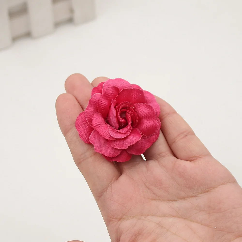 rose red 10 шт., 4 см, искусственные цветы с розами, на выбор, цветные, свадебные, праздничные, вечерние, для украшения дома, сделай сам, венок, подарок, искусственные цветы, ремесло - Цвет: rose red