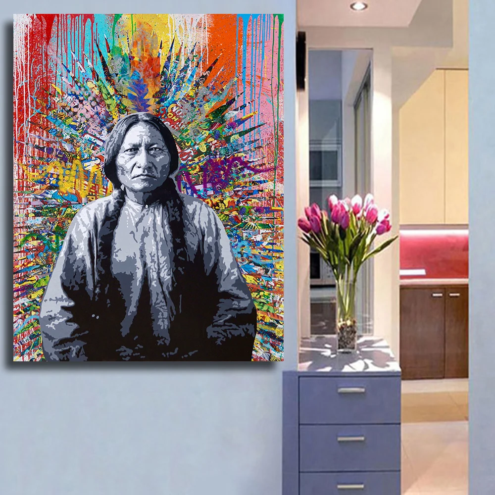 Wall Art Pop Oil Painting Acrylic on Canvas Prints for Living Room Home Decor Indian Graffiti No Frame | Дом и сад