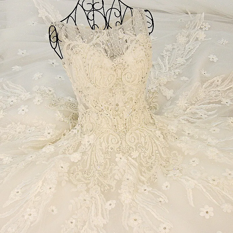 LS88702 Vestidos De Novia Beaded Crystal Wedding Dresses See through Gown Bridal Long Tail Robe Mariage 2016 | Свадьбы и торжества