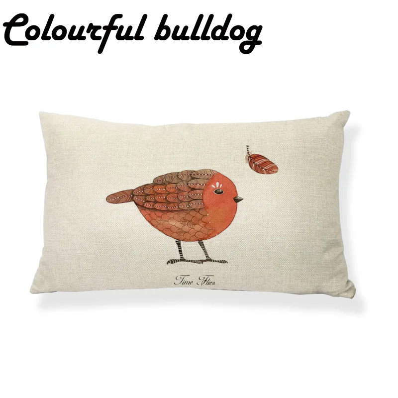 Декоративная наволочка в виде птицы на ветке дерева 30 х50 см|cushion cover|animal cushion