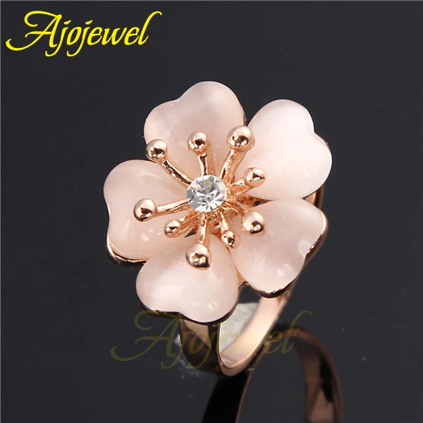 Ajojewel красивые женские аксессуары милое золотистое бежевое кольцо с опалом и