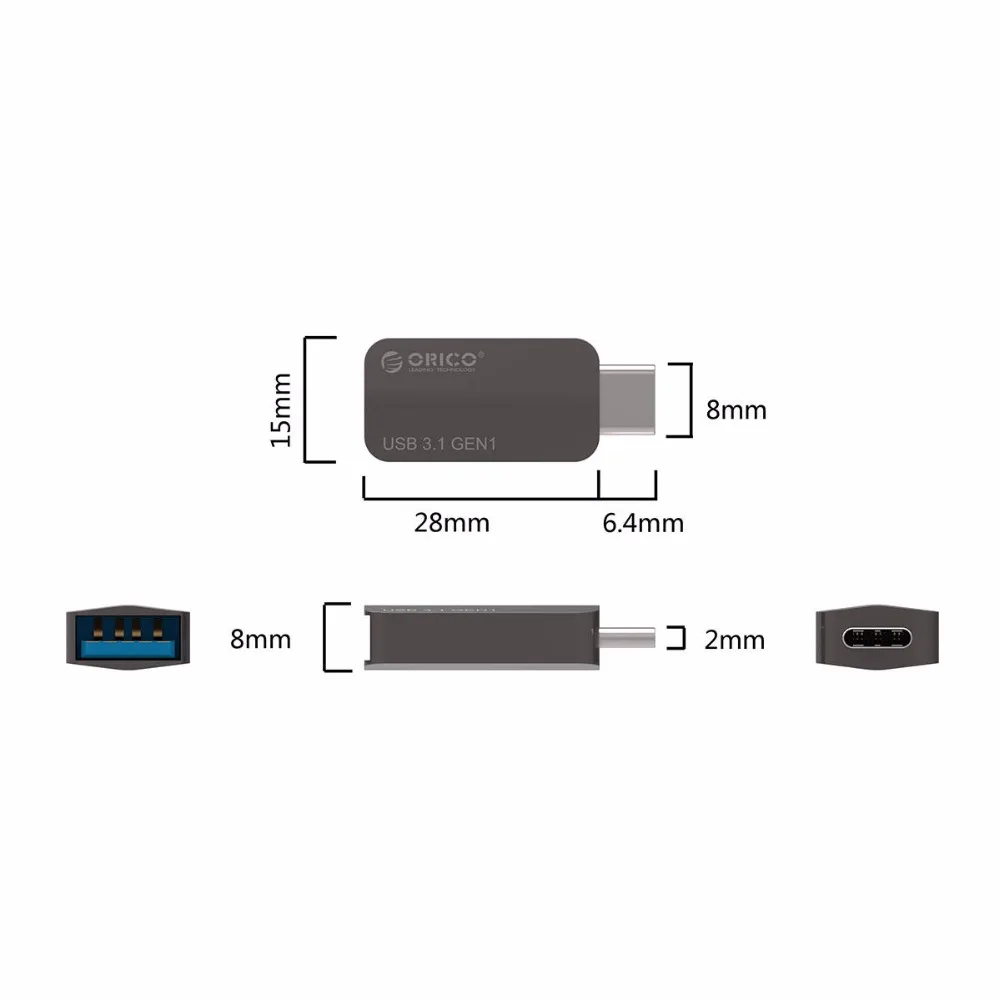 ORICO Алюминиевый usb type C адаптер для мобильного телефона штекер к USB 3 0 Женский OTG