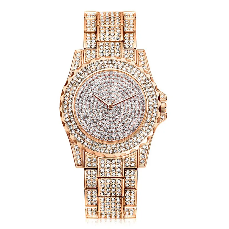 rose gold Новинка, кварцевые женские часы Relogio Feminino с кристаллами, полностью стальные женские наручные часы, женские часы reloj hombre montre femme zegarek damski - Цвет: rose gold