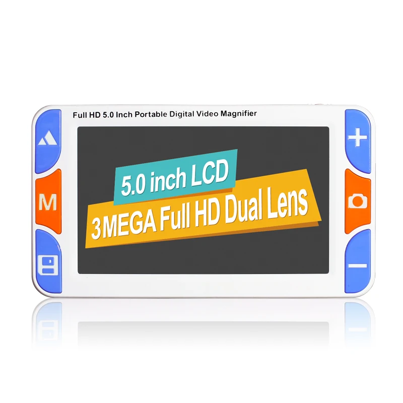 

2018 Latest electronic video magnifier low vision reading aid magnifier dual lens 5.0 HD LCD screen TV output Voice 26 modes