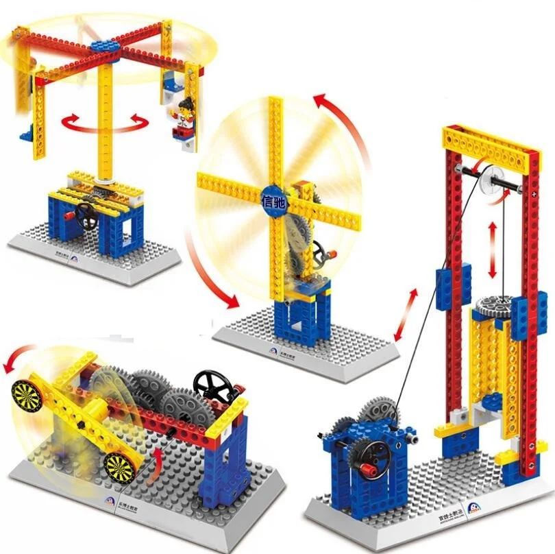 

Assembling teaching mechanical group electric building block toy gift early education merry-go-round windmill target machine