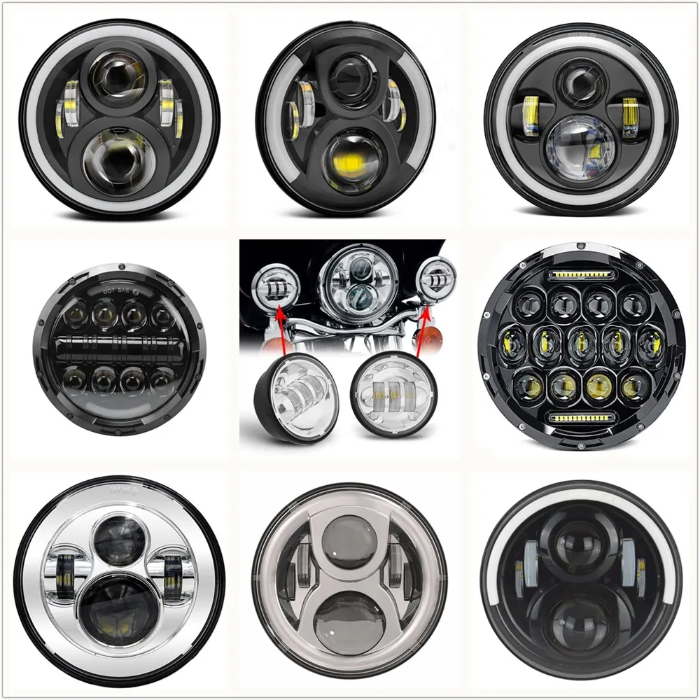 

Motorcycle Part 7" LED Headlight 40W 60W 80W 90W Halo 7 Inch Headlamp / 4.5 Inch LED Passing Fog Lights