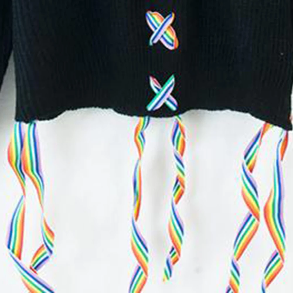 Bohemian Style Women Autumn Knitted Sweater Cross Lace Up Pullover Loose Casual Street Fashion Sweaters Boho Female Top Clothing | Женская