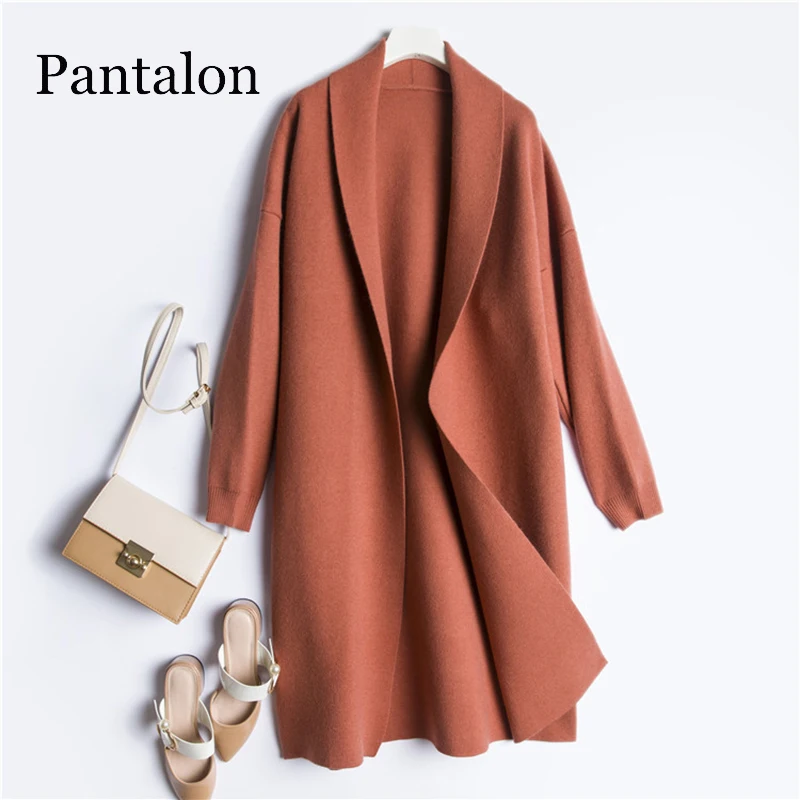 Pantalon Thick Knit Female cardigan Long knit wear women beige pull femme korean style jaune |