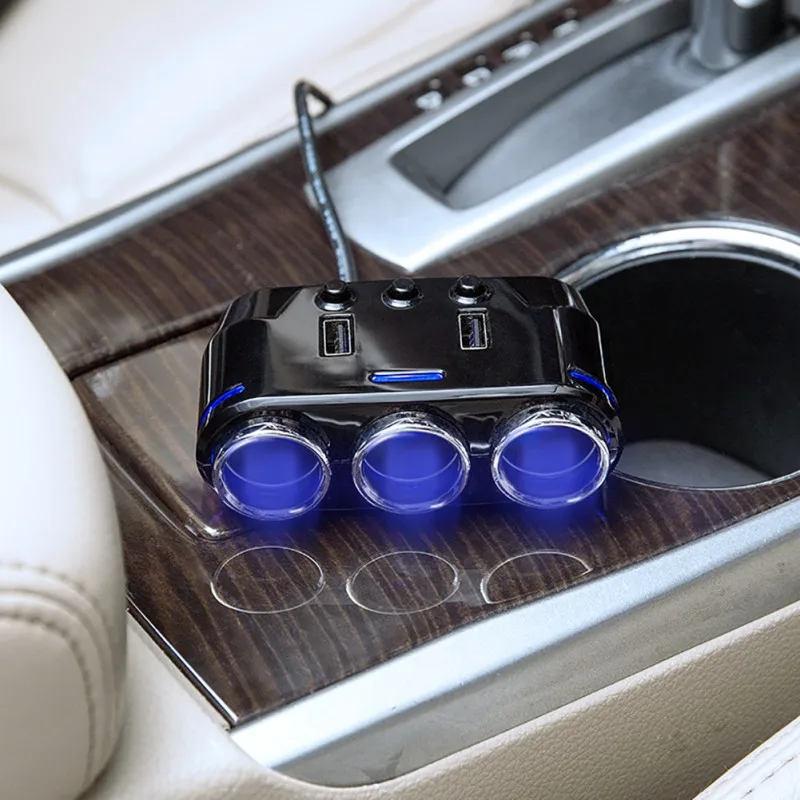 Двойной usb-порт 3-полосная Автомобильная розетка для автомобильного