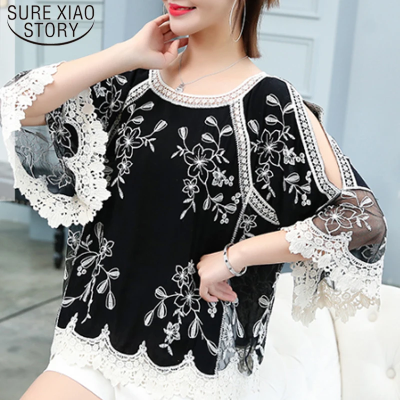 Повседневные женские топы Новинка Сезон весна лето Кружевная блузка с вышивкой и
