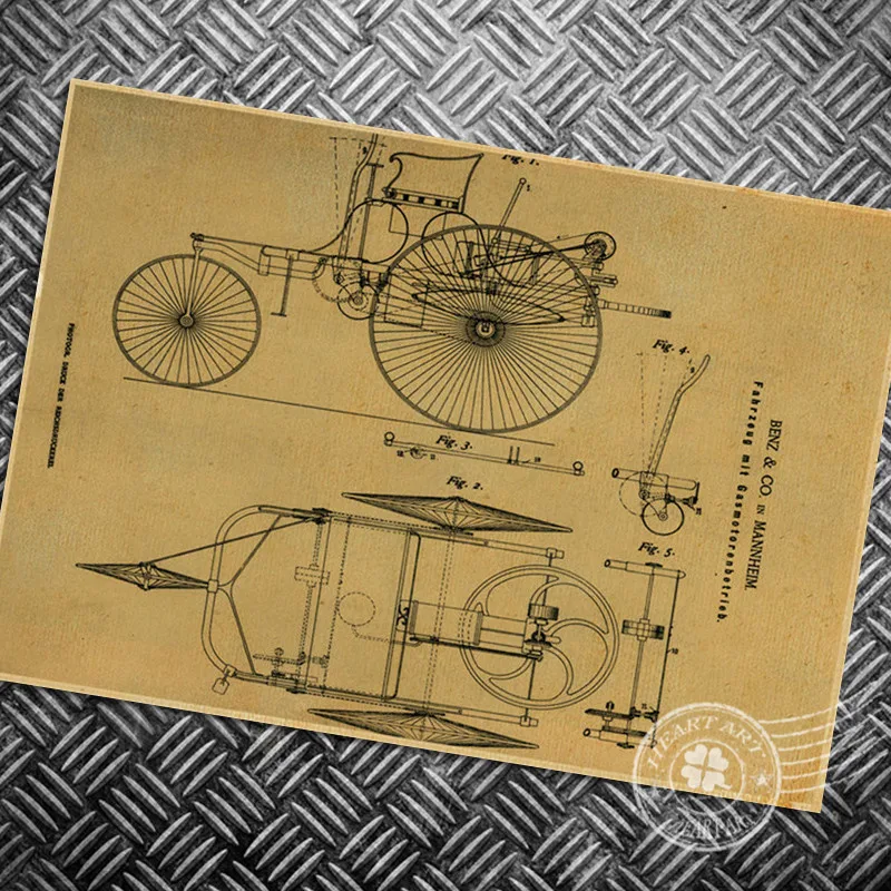 HD Винтаж poser велосипед диаграммы туфель с сумочкой принтом в ретро стиле Картина