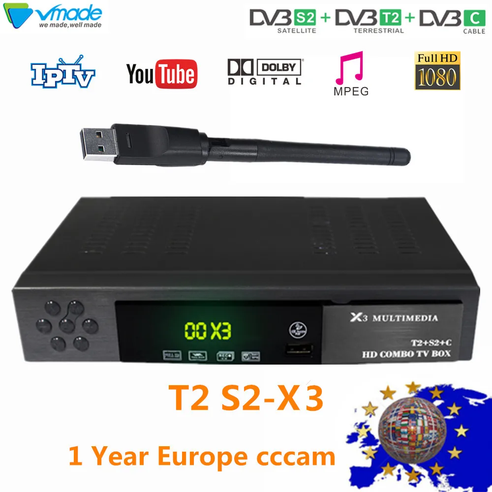 Новейший DVB T2 S2 цифровой наземный спутниковый ТВ комбинированный приемник + X3