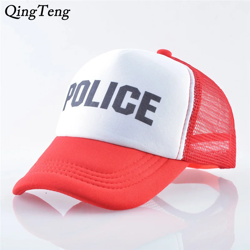 

Police Print Letters Baseball Cap For Boys And Girls Summer Breathable Mesh Children Snapback Hat Outdoor Visor Hats