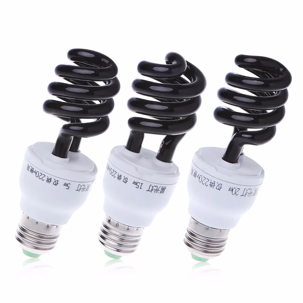 HNGCHOIGE E27 5/15/20W UV ультрафиолетовые люминесцентные черный светильник CFL светильник Лампа 220V E27 300~ 400nm