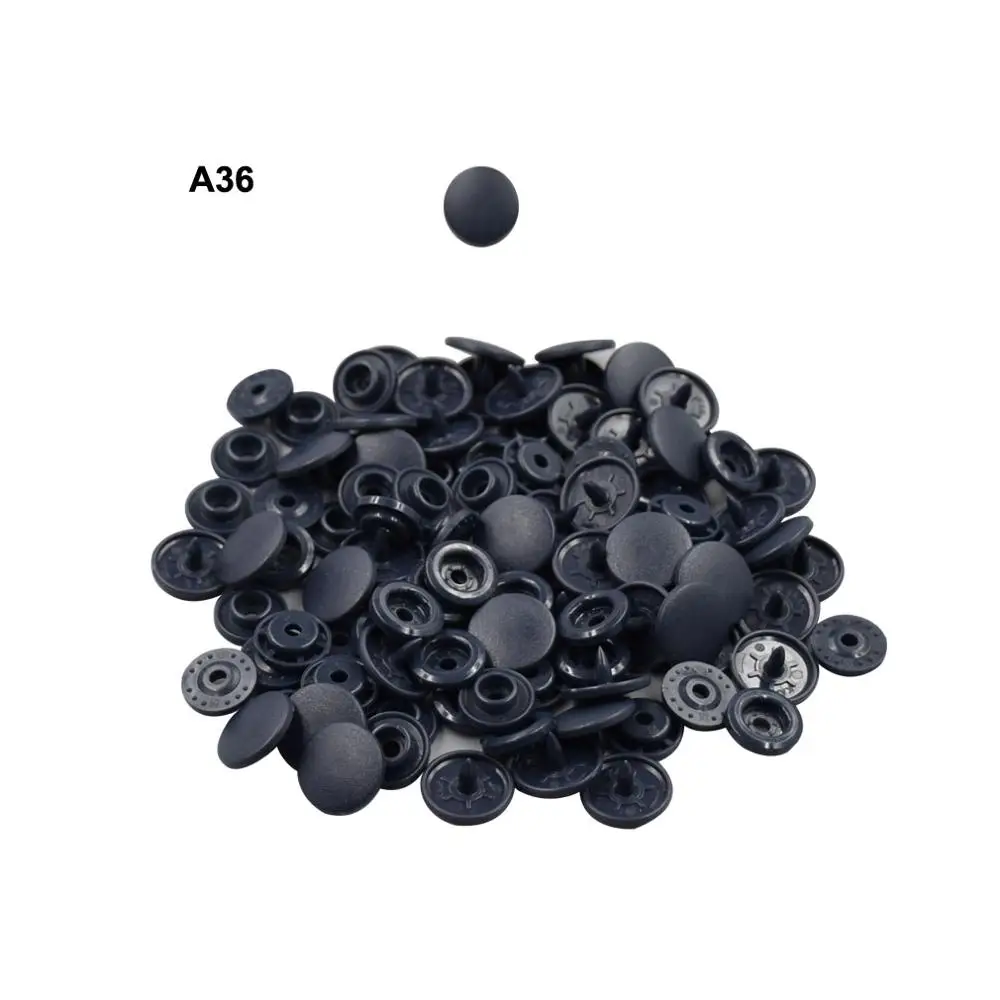 Blue black-A36-matt Пластиковые защелкивающиеся крепежи T5 12 мм 200/1000 Наборы KAM пришить пластиковая защелка Кнопка Размер 20 круглый для Пошив швейной ткани детский нагрудник - Цвет: Blue black-A36-matt