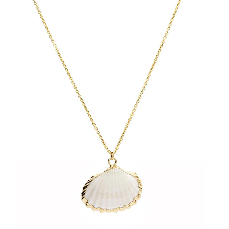 

Simple Pendant Necklace Hot Natural Seashell Jewelry Gold Color Natural Shell Daily Necklace Accessories for Women