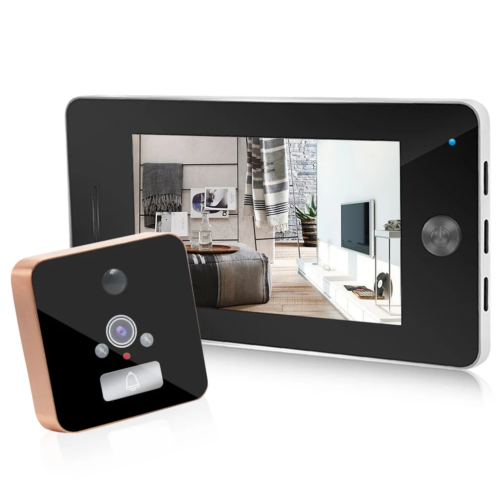 Black and Rose gold 4,3 дюймов HD цифровой дверной глазок камера светодиодный ночного видения обнаружения движения - Цвет: Black and Rose gold