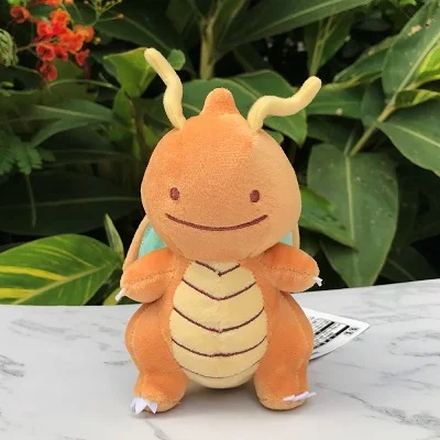 Ditto Dragonite Милая трансформирующая игрушка Ditto Lapras Dragonite Pikachu Omanyte, плюшевая игрушка, мягкие игрушки в виде животных, мультяшная кукла - Цвет: Ditto Dragonite