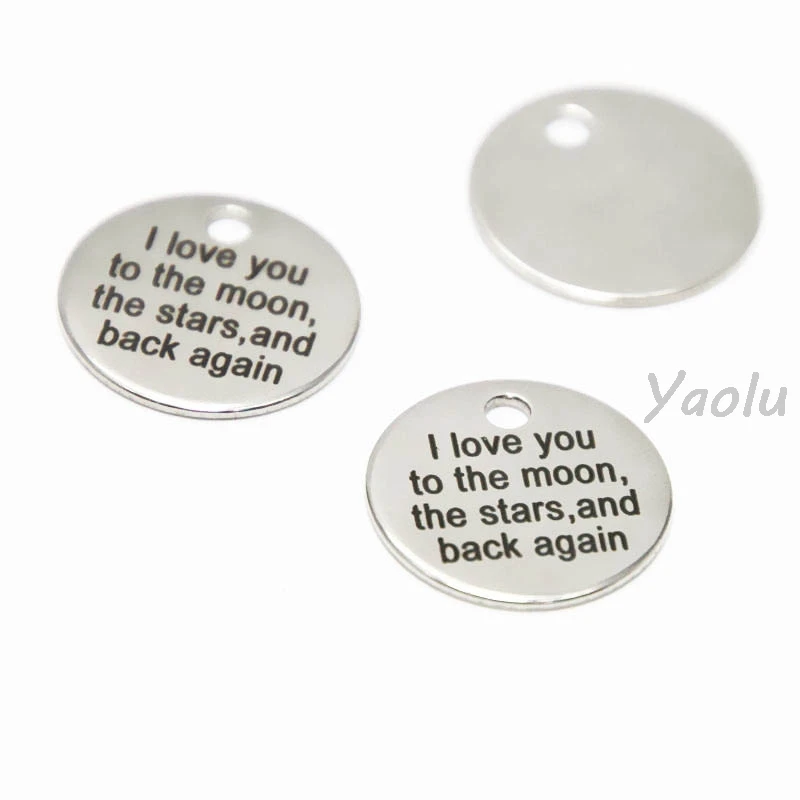 10 шт./лот I love you to the moon and stars back charm Love вдохновляющая Подвеска из нержавеющей стали