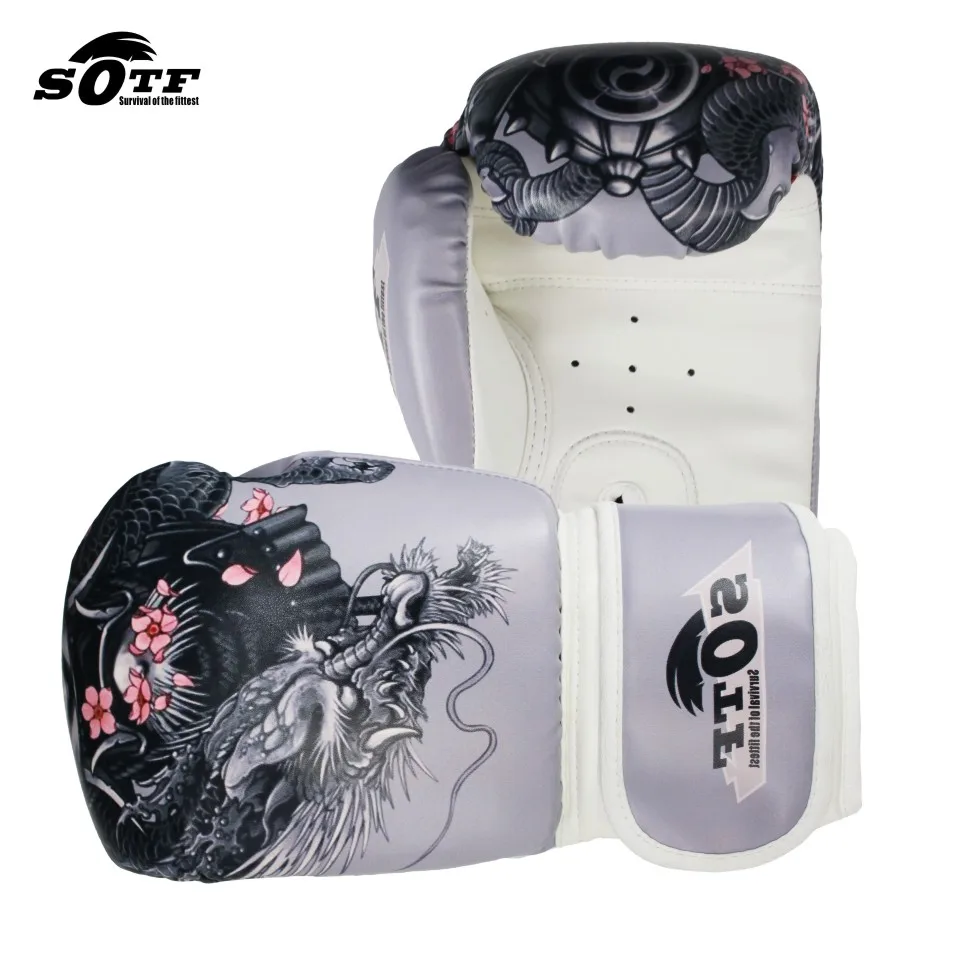 Кожаные Боксерские Перчатки SUOTF Dragon Warrior MMA боксерские перчатки для кикбоксинга