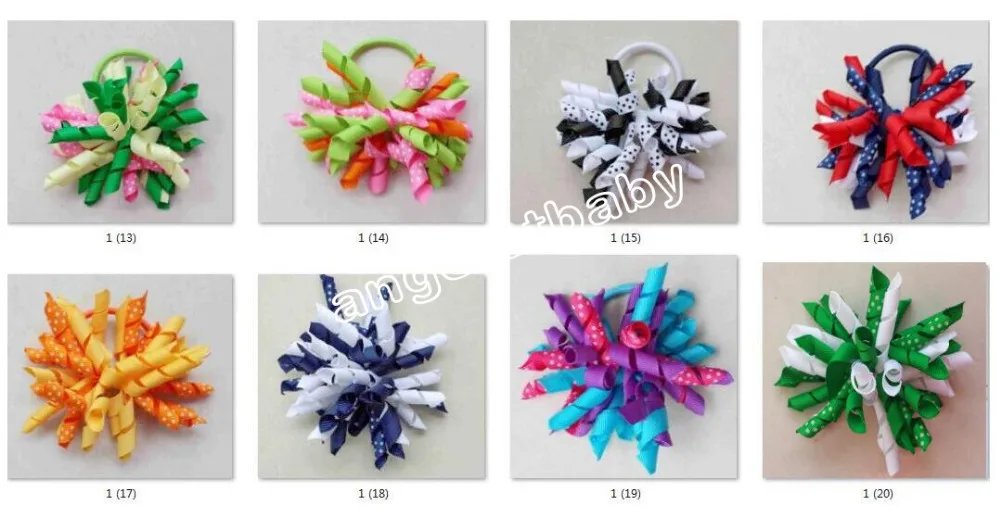 10pcs baby 3.5inch prints polka dot Corker hair bobbles Curlies loop Ribbon Korker bows clips Accessories PD018 | Детская одежда и