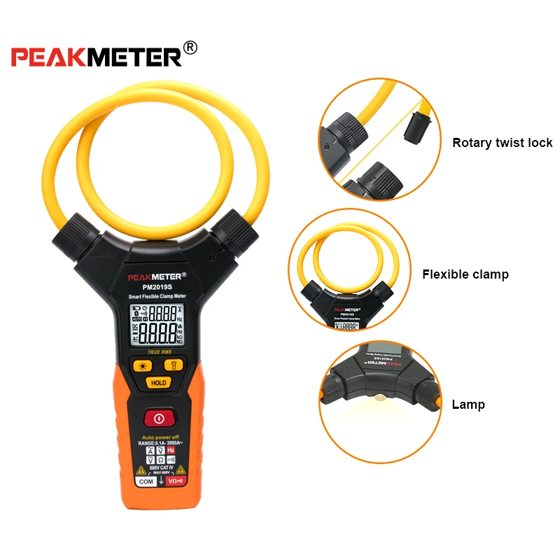 PEAKMETER PM2019S True RMS Smart AC 3000A цифровой гибкий клещи мультиметр ручное Напряжение Ток