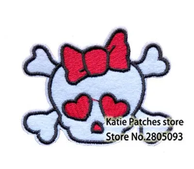 Девичий череп вышитый Железный На Заплатке Хэллоуин куртка ткань патч