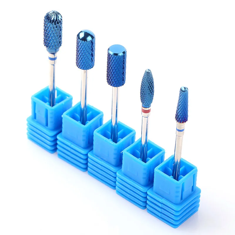 Blueness 5 Тип кукурузные металлические биты 3/32 ''синий карбид вольфрама для заусенец Нано покрытие ногтей сверло дрель для ногтей аксессуары