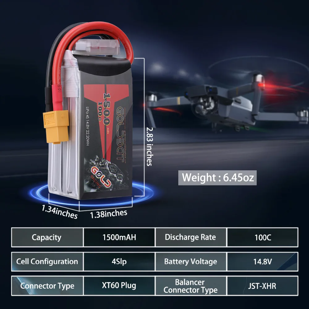 2 шт. Lipo аккумулятор GOLDBAT 14 8 в 1500 мА/ч с разъемом XT60 для FPV RC автомобиля грузовика