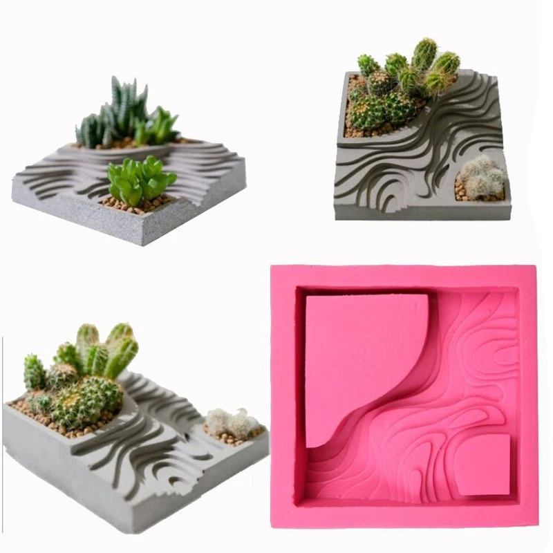 

Cement Vase Silicone Cake 3D Mold Succulents Flower Pot Mould Fondant Aromatherapy Making Cake Decorating Tool Home Decoration