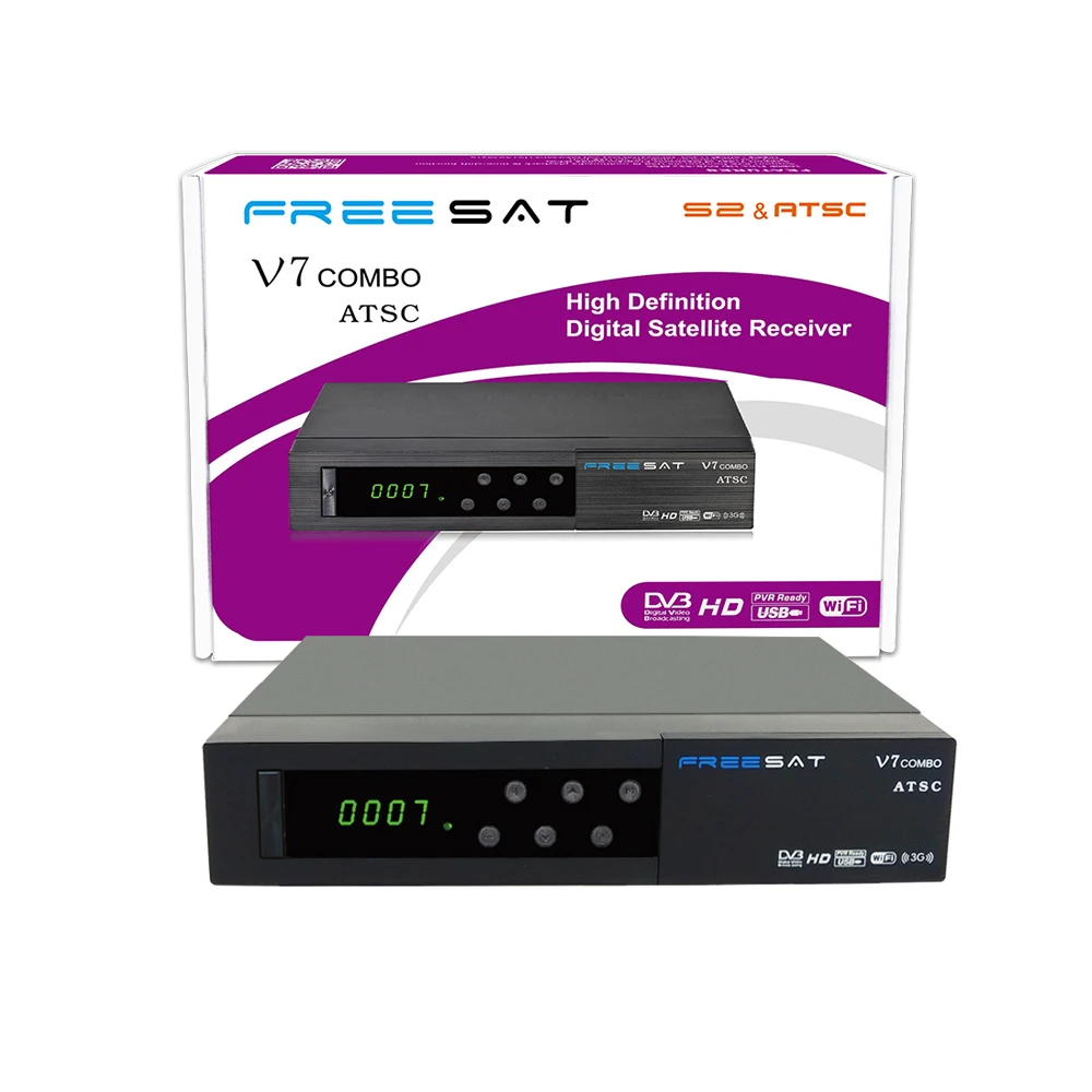 Высокое качество dvb s/s2 + atsc fta спутниковый ресивер freesat v7 combo для amerian|combo satellite